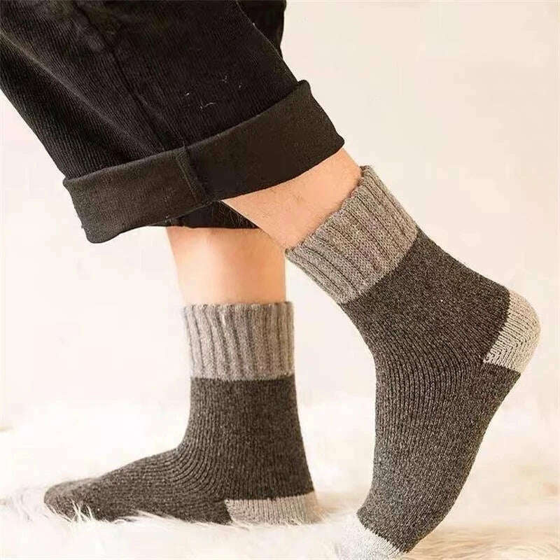 5Pairs/Lot Winter Thicken Wool Socks Men's High Quality Towel Keep Warm Sock Cotton Christmas Gift Socks For Male Thermal 38-45