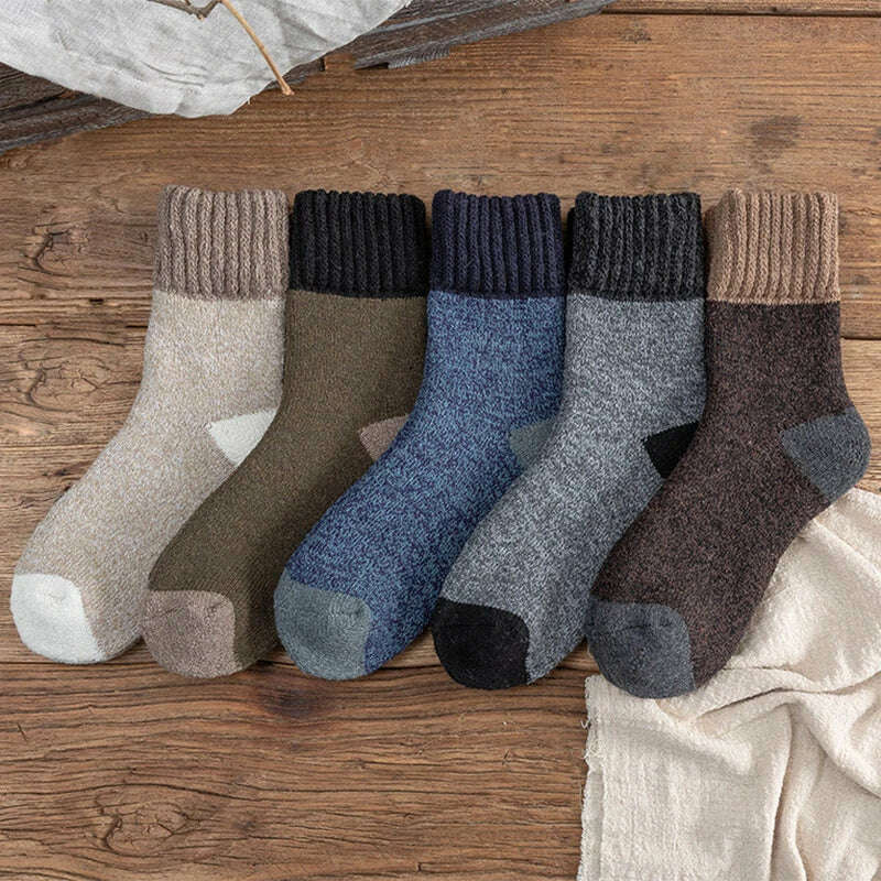 5Pairs/Lot Winter Thicken Wool Socks Men's High Quality Towel Keep Warm Sock Cotton Christmas Gift Socks For Male Thermal 38-45