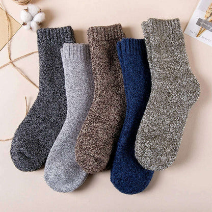 5Pairs/Lot Winter Thicken Wool Socks Men's High Quality Towel Keep Warm Sock Cotton Christmas Gift Socks For Male Thermal 38-45