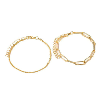 6 Piece Set Gold Color Luxury Bracelets for Women Zircon Shiny Simple Unisex Charm Chain Bracelet Punk Bangle Fashion Jewelry