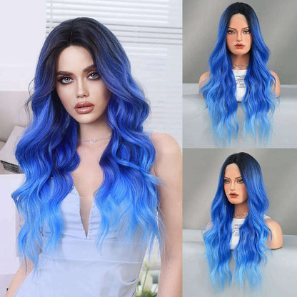 7JHH WIGS 13*4 Lace Front Wig Long Loose Wavy Blonde Wig for Women Synthetic Light Brown Lace Side Bangs Wigs Natural Looking