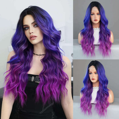 7JHH WIGS 13*4 Lace Front Wig Long Loose Wavy Blonde Wig for Women Synthetic Light Brown Lace Side Bangs Wigs Natural Looking