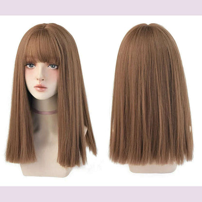 7JHHWIGS Long Straight Synthetic Light Brown Wigs With Bang For Women Heat-Resistant Daily Use Hair Hot Sell Wholesale Wigs