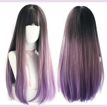 7JHHWIGS Long Straight Synthetic Light Brown Wigs With Bang For Women Heat-Resistant Daily Use Hair Hot Sell Wholesale Wigs