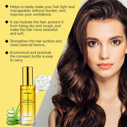 Hoegoa 100ml Hair Care Serum Oil Spray Nourish Scalp Smooth Hair Shine Conditioner Repair Dry Breakage Soften Hair Essential Oil