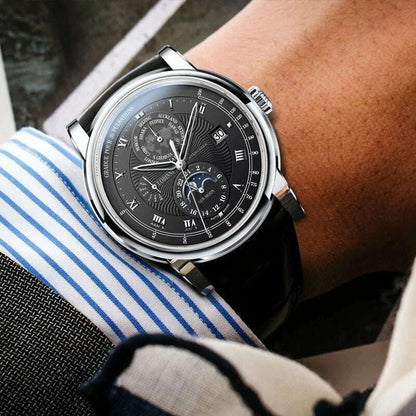 Switzerland LOBINNI Men Watch Luxury Brand Moon Phase Automatic Mechanical Men's Wirstwatches Sapphire Leather Seagull Movement