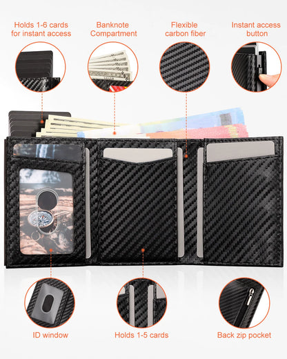 Wholesale Smart Credit Cards Holder Custom Logo Pop-Up Wallet for Men RFID Blocking Aluminum Carbon Fiber Credit CardHolder Case