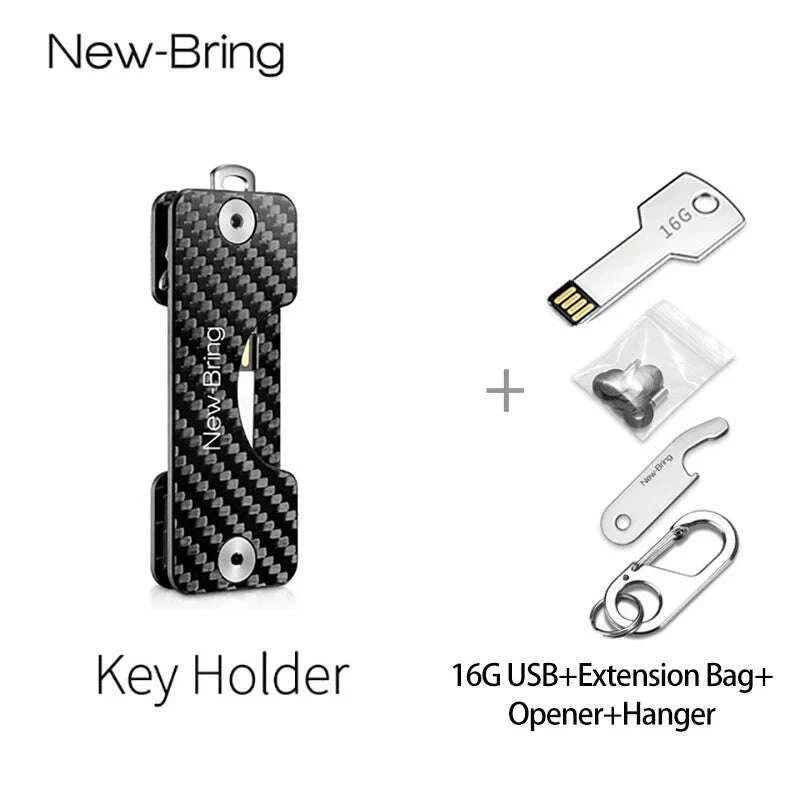 NewBring Smart Key Holder Keychain Car Key Wallets Ring Collector Housekeeper Carbon Fiber G2 DIY EDC Pocket Key Organizer Smart