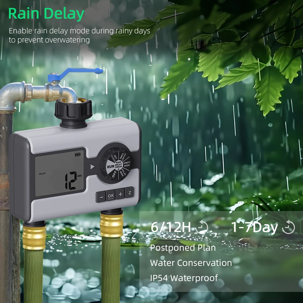 Wholesale Two-Outlet Digital Irrigation Timer Automatic Garden Watering with LCD Display WiFi Communication Plastic/Metal Timer