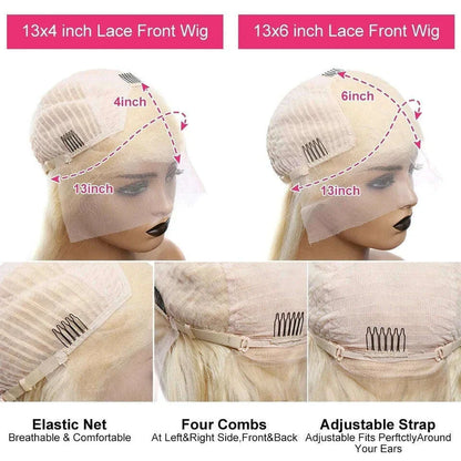 613 White Platinum Lace Front Wigs Transparent Lace Front Human Hair Wigs for Women Short Bob Wigs 10"-30"
