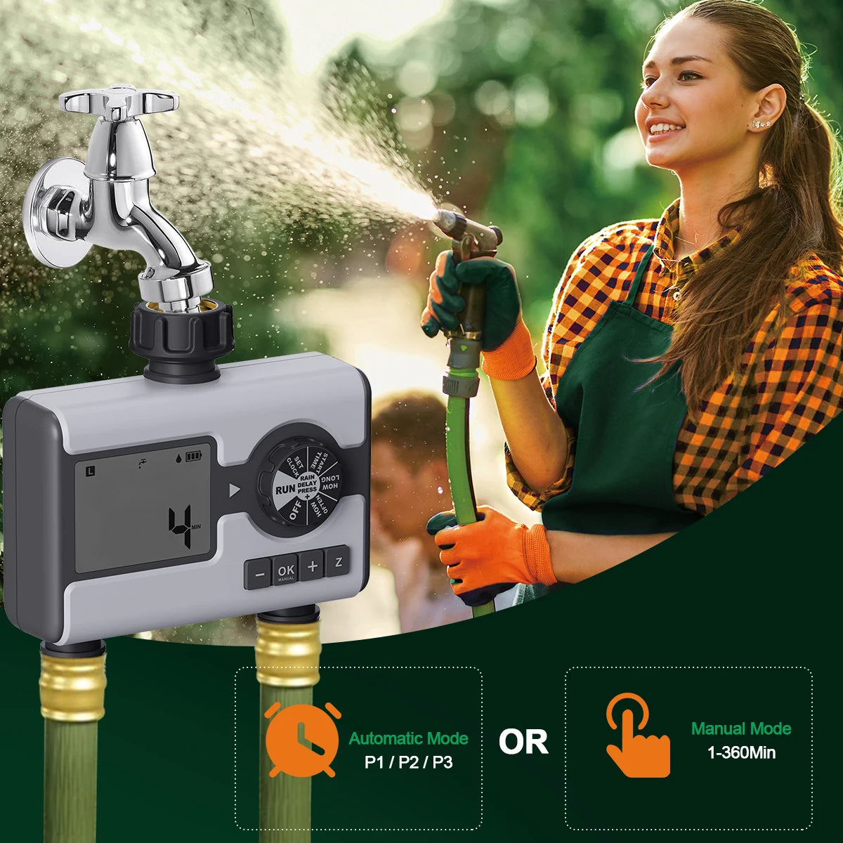Wholesale Two-Outlet Digital Irrigation Timer Automatic Garden Watering with LCD Display WiFi Communication Plastic/Metal Timer