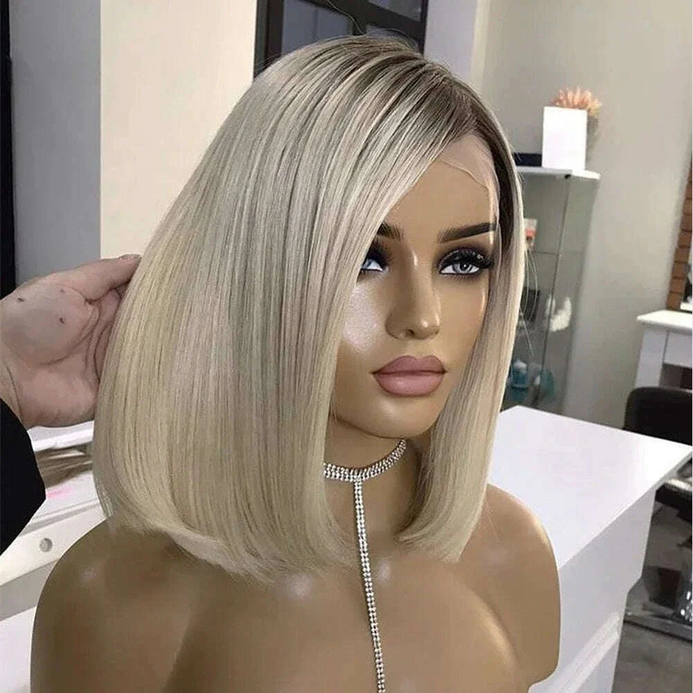 613 White Platinum Lace Front Wigs Transparent Lace Front Human Hair Wigs for Women Short Bob Wigs 10"-30"