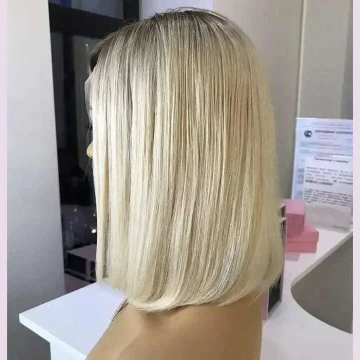 613 White Platinum Lace Front Wigs Transparent Lace Front Human Hair Wigs for Women Short Bob Wigs 10"-30"