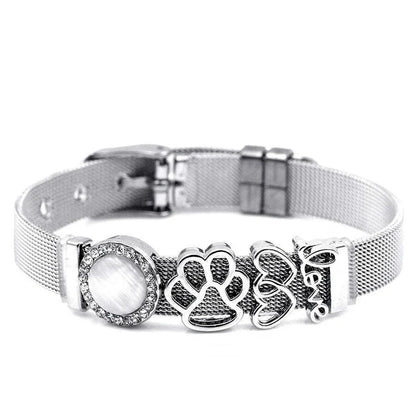 DINGLLY Two-tone Stainless Steel Mesh Bracelets For Women Men Love Heart Beaded 10mm Ribbon Mesh Bracelet & Bangle Gifts