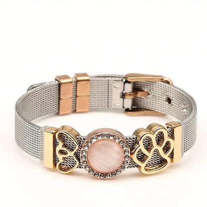 DINGLLY Two-tone Stainless Steel Mesh Bracelets For Women Men Love Heart Beaded 10mm Ribbon Mesh Bracelet & Bangle Gifts
