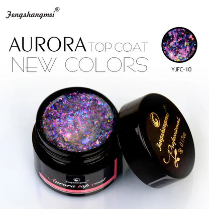 5ml Aurora Nail Gel Top Coat 12 Colors Clear UV Gel Sparkling Nail Polish Art Design Glitter Hybrid Gel Varnish