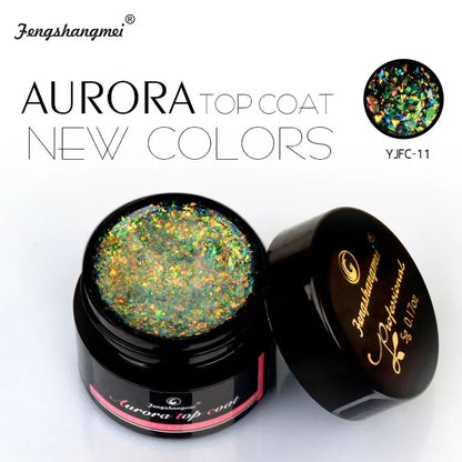 5ml Aurora Nail Gel Top Coat 12 Colors Clear UV Gel Sparkling Nail Polish Art Design Glitter Hybrid Gel Varnish