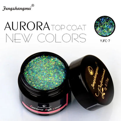 5ml Aurora Nail Gel Top Coat 12 Colors Clear UV Gel Sparkling Nail Polish Art Design Glitter Hybrid Gel Varnish