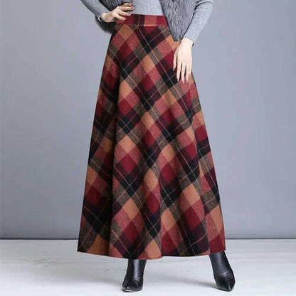 Plaid Tall Waist Long Skirts For Women Autumn Winter Elegant Korean Fashion Maxi Skirt Mom Plus Size 3xlcasual  Loose Wool Skirt
