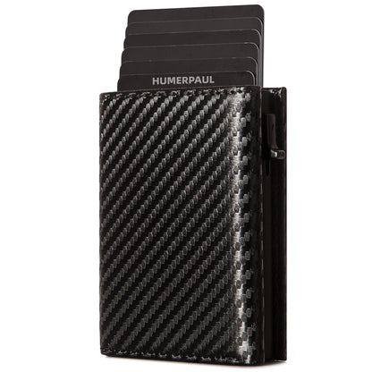 Wholesale Smart Credit Cards Holder Custom Logo Pop-Up Wallet for Men RFID Blocking Aluminum Carbon Fiber Credit CardHolder Case