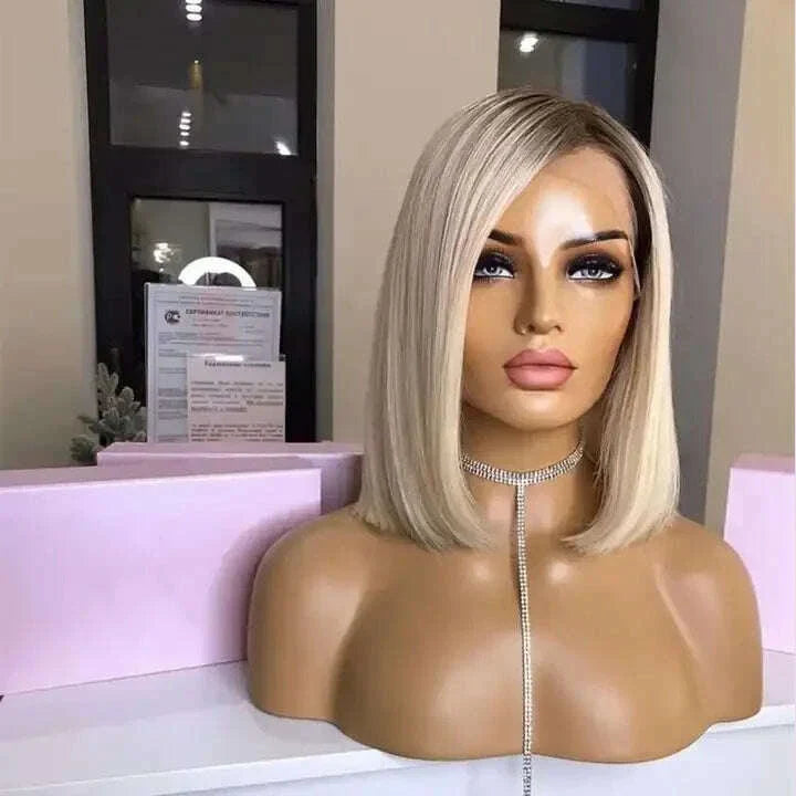 613 White Platinum Lace Front Wigs Transparent Lace Front Human Hair Wigs for Women Short Bob Wigs 10"-30"