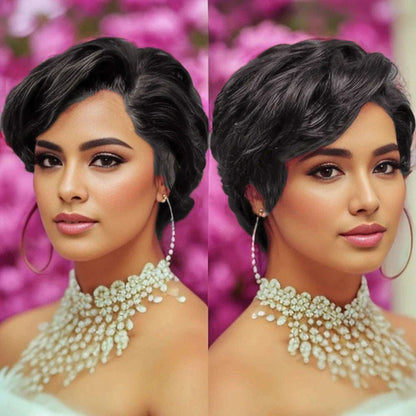 13x4 Lace Front Wig Pixie Cut Wigs Human Hair for Women Transparent Frontal Wig Natural Wave Wig