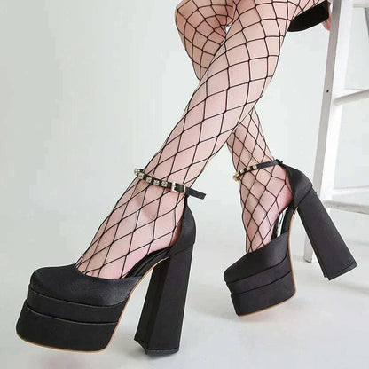 New Fashion Women Pumps Retro Mary Janes Chunky Heels Sandals Spring Platform Dress Party Wedding Basic Shoes Woman Big Size
