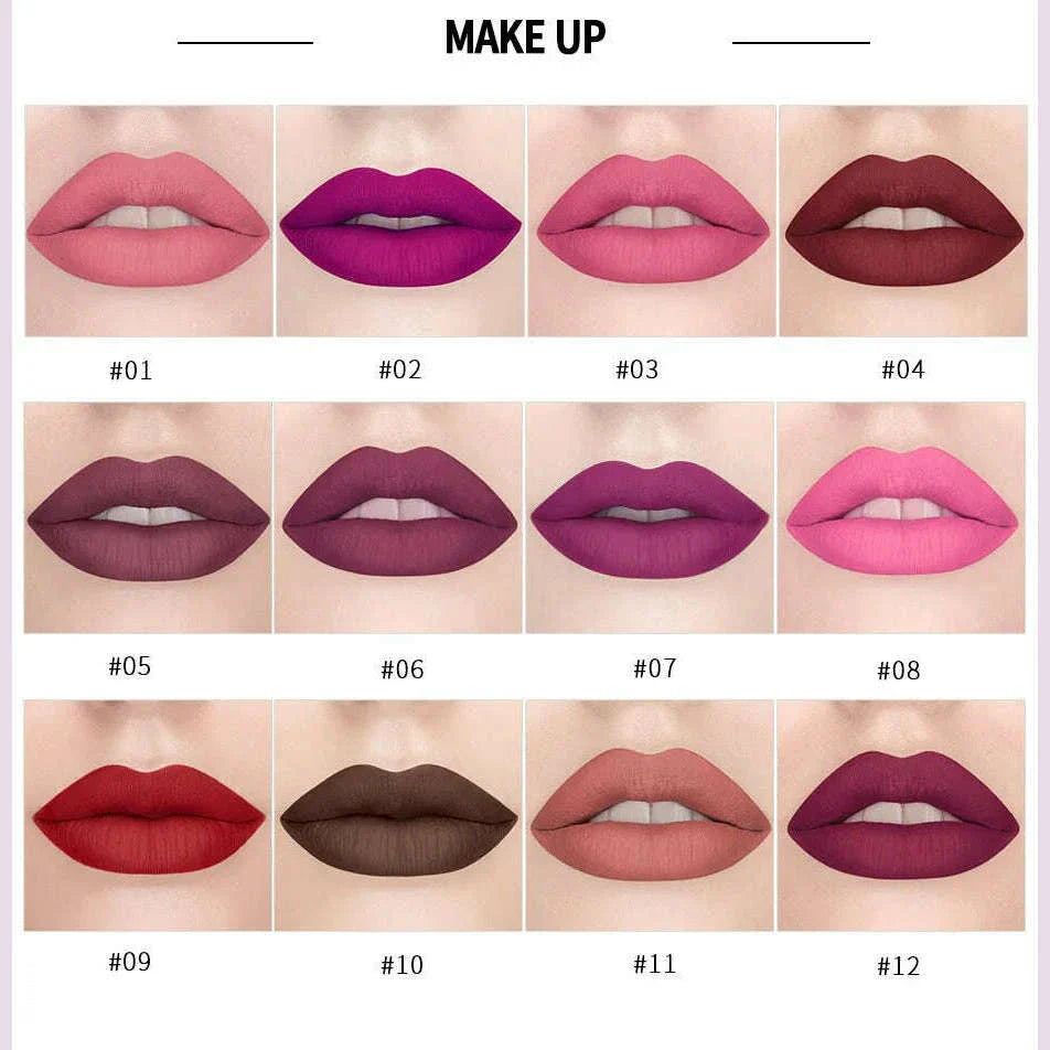 HANDAIYAN 12-color matte velvet lipstick long-lasting waterproof non-stick cup does not fall color lipstick lipstick
