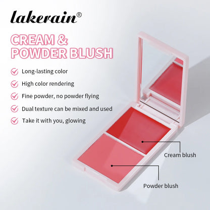 Cream&Powder Blush Palette Natural Long-lasting High Pigment  Blush Makeup Contour Powder Beauty Peach Pink Korean Makeup Blush