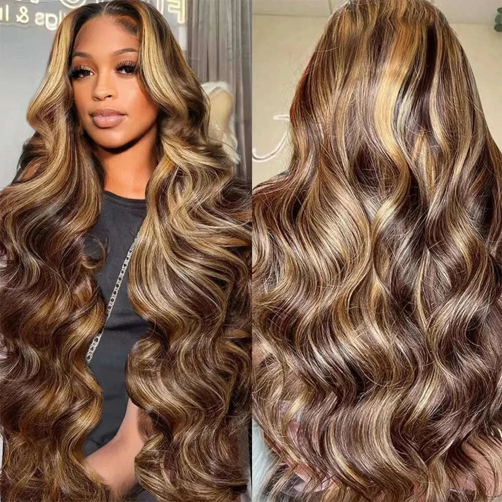 Highlight 200 density lace front wig human hair Body wave 30 inch colored wigs Brazilian 13x6 hd lace frontal wig for women