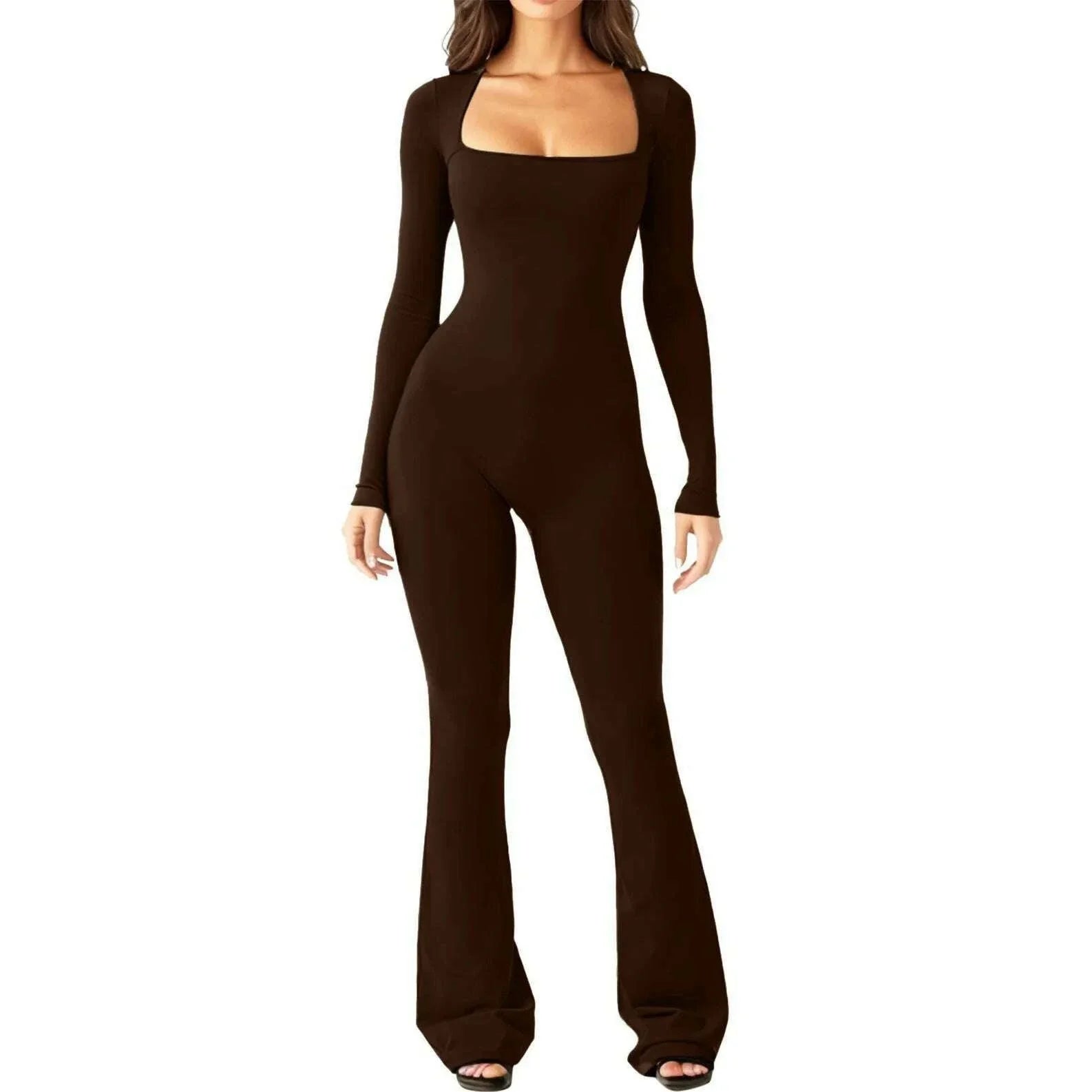 New Popular Women Wide Leg Yoga Bodysuit Outfit One Piece Gym Fitness High Quality Sport Long Sleeve Plus Size Jumpsuit