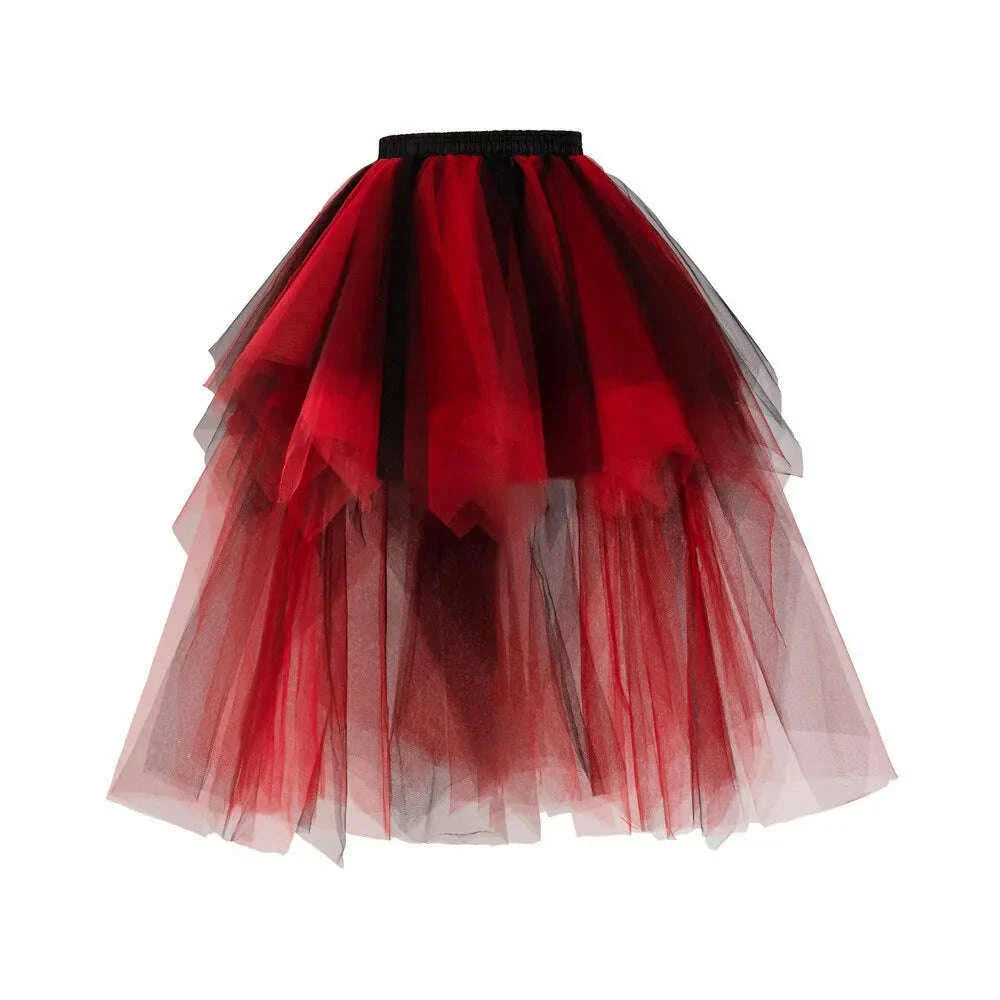 MisShow Rainbow High Low Skirts Tie Dye Tulle Tutu Skirt Bustle Petticoat Clubwear Fancy Dance Carnival Dress