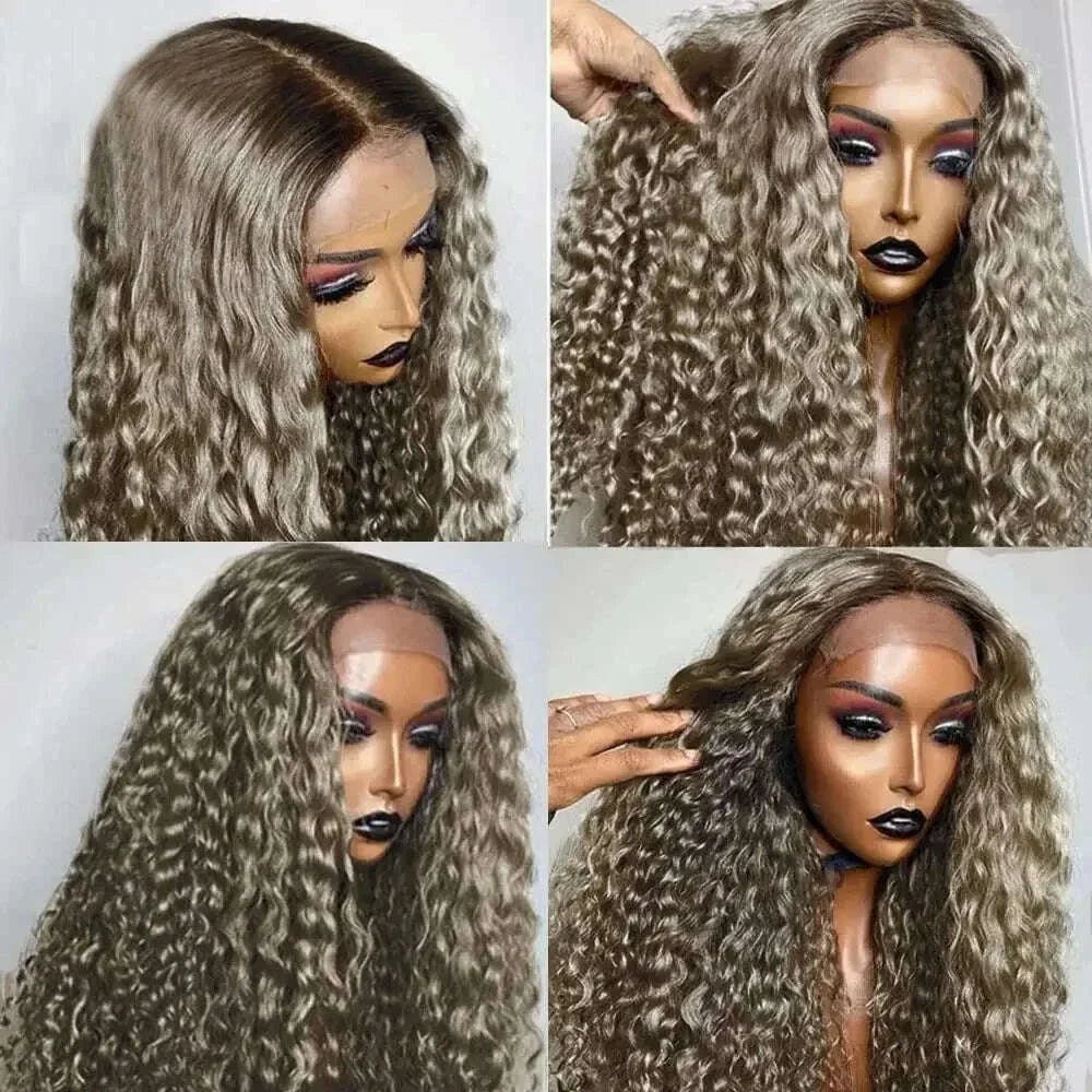 Soft 26Inch Long Glueless Ombre Blond Kinky Curly 180Density Lace Front Wig For Black  Women With Baby Hair Preplucked Daily