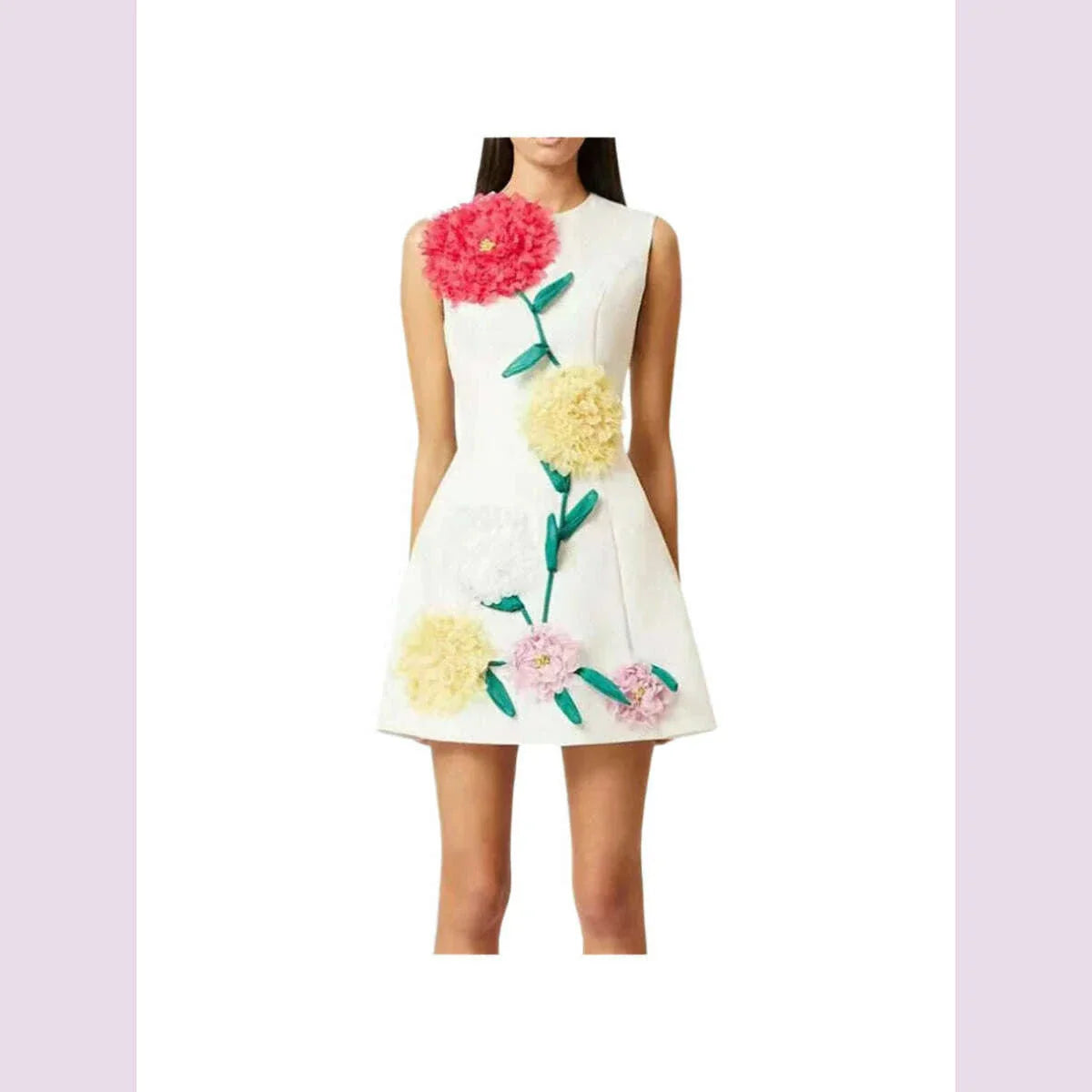 TWOTWINSTYLE hit color spliced appliques slimming dresses for women o neck sleeveless high waist temperament mini dress female