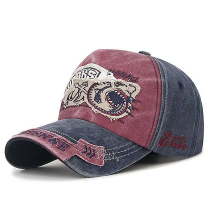 Four Seasons Washed Vintage Distressed Curvy Brimmer Cap Men's Women's Fashion Patch Embroidery Sun Cap Adjustable