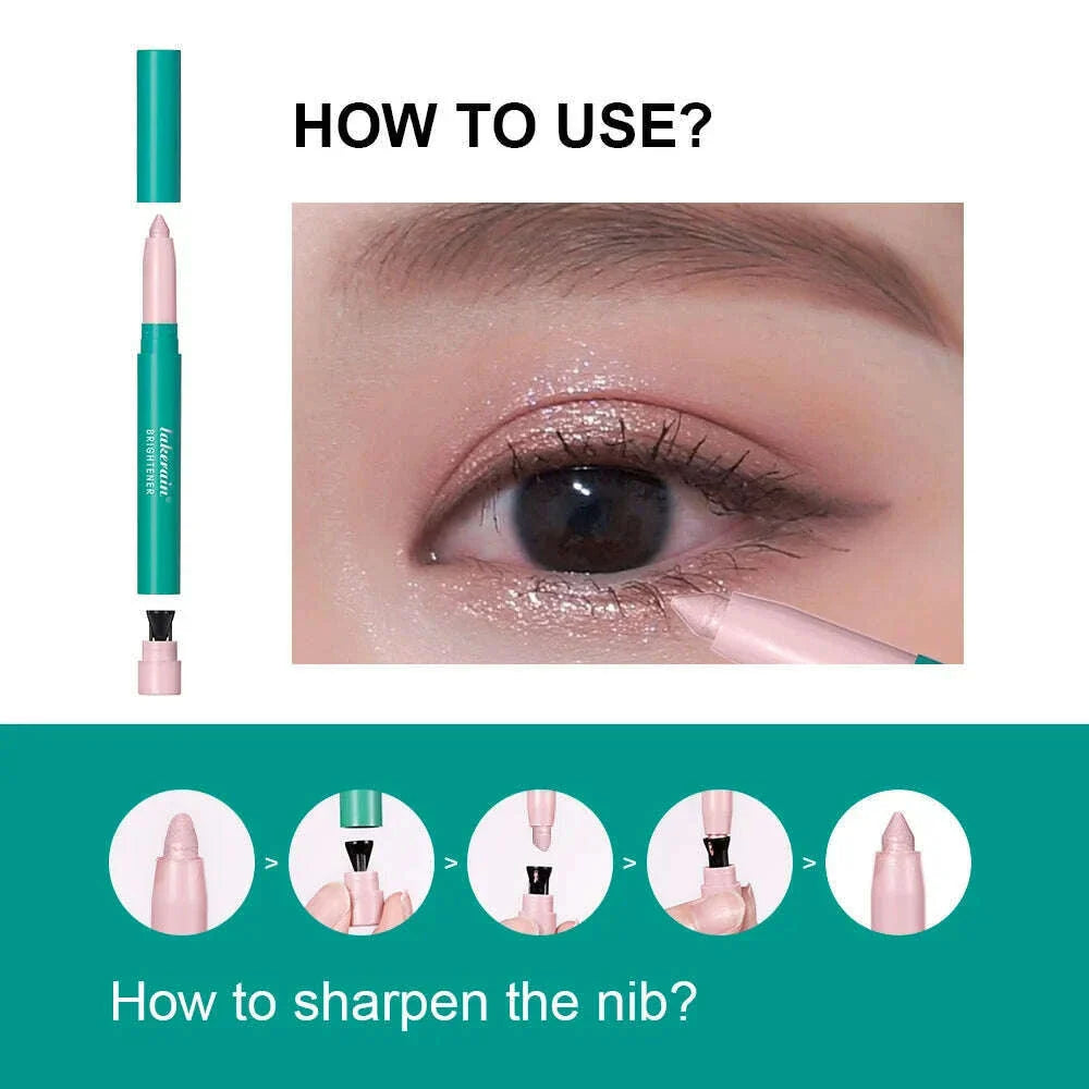 Eye Shadow Lying Silkworm Highlighter Pen Eyes Makeup Pink Pearl High-gloss Brightening Glitter Eyeshadow Stick with Sharpener