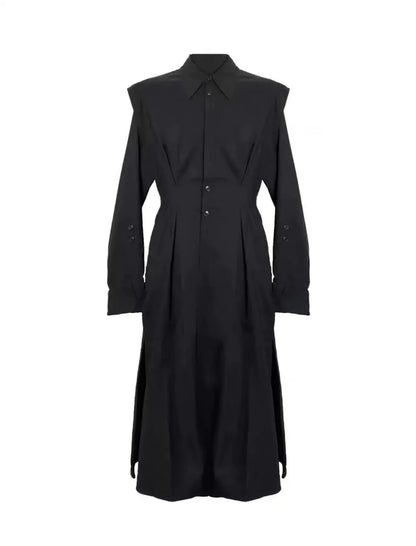 Long Waist-Cinched Coat Shirt for Men And Women Straight Leg Pants Slimming Long Shirt Dress by None( AE Stock) in Mainland Chin