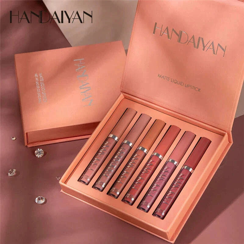 6Pcs/Box Makeup Lipstick Liquid Set Velvet Matte Gloss Lip Red Lipstick Nude Women Long Lasting Waterproof Beauty Cosmetic Kit