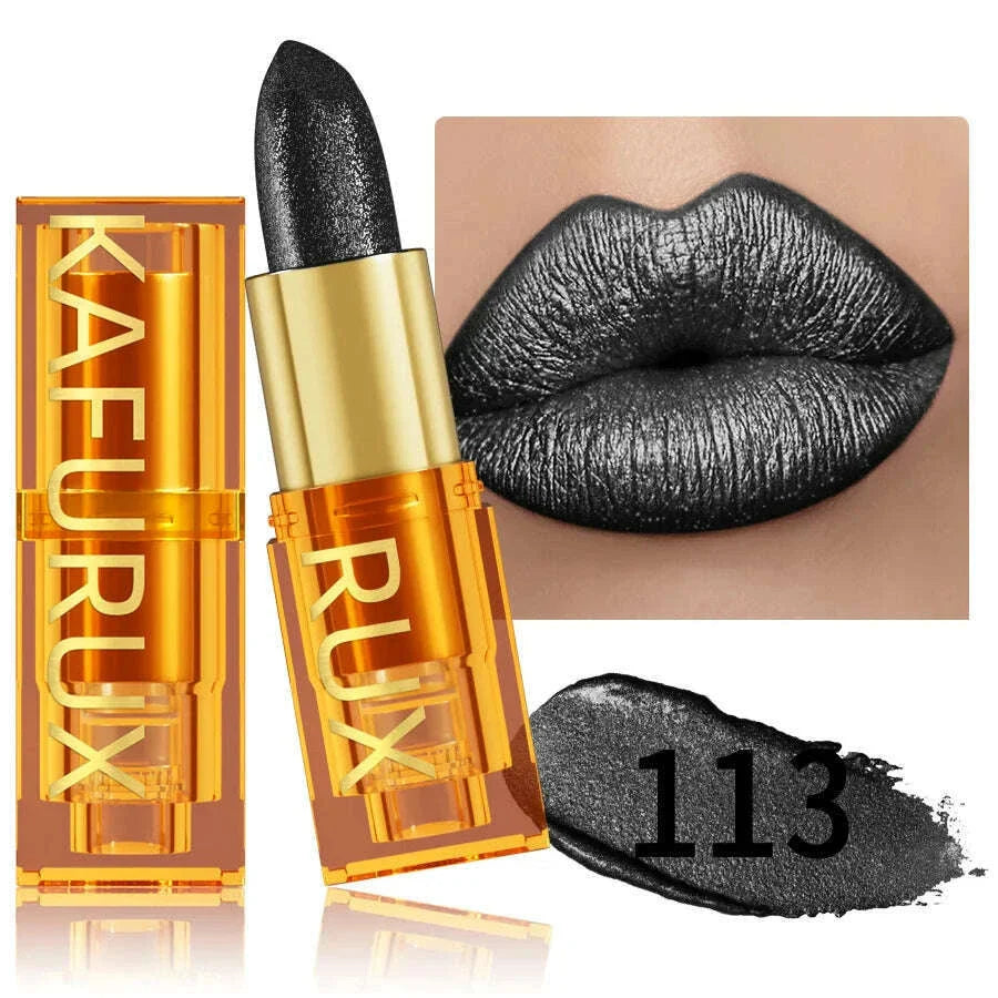 16 colors Bold& Intense Glitter Shiny Metallic Lipstick Pearlescent Lip Tint, Long lasting Lip Makeup Gifts for Women Cosmetics