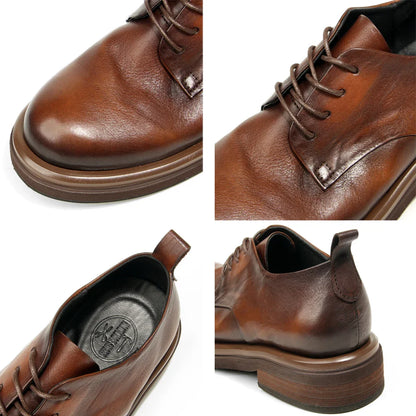 Genuine leather Men's formal shoes Retro Man Leather shoes Luxury Quality Wedding Social Shoes Male Business Shoes Handmade 2025
