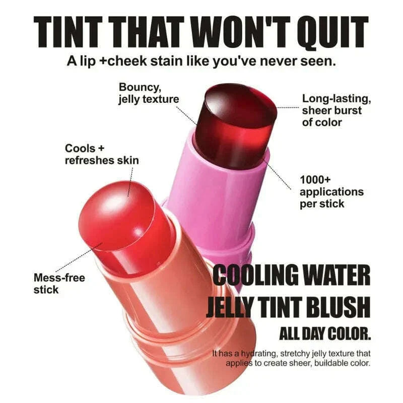 Blush Jelly Lipstick Rouge Cream Shimmer Blusher Stick Monochrome Blush Mud Matte Moisturizing Makeup Lip Tint Cheek Color