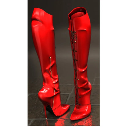 Blue Zipper Knee High Boots Thin High Heel Peep Toe Fashionable Sexy Cool 2025 Summer Big Size Woman Shoes Zapatillas Mujer