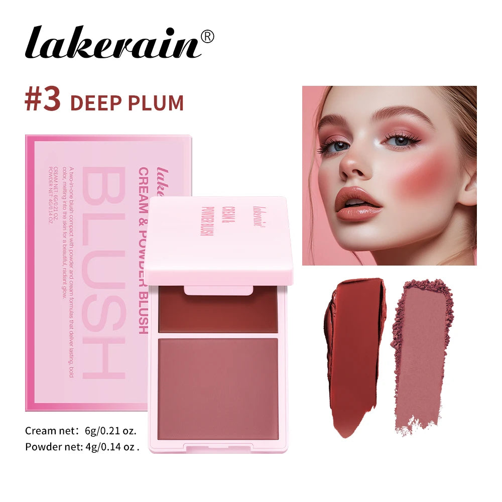 Cream&Powder Blush Palette Natural Long-lasting High Pigment  Blush Makeup Contour Powder Beauty Peach Pink Korean Makeup Blush
