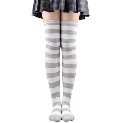 Wide Striped Stockings Women Over Knee High Long Socks Christmas Halloween Cosplay Anime Performance Party Gifts Socks Colorful