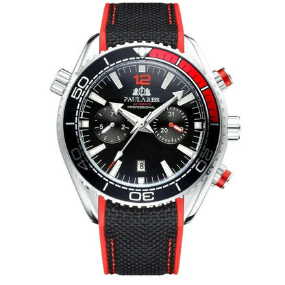 Automatic Watch for Men Mechanical Canvas Rubber Strap Orange Blue Red Multifunction Date Month Reloj Hombre Baratos