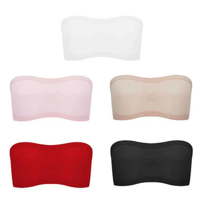 Women's Sexy Strapless Crop Top Summer Breathable Bra Mesh Bandeau Brassiere Invisible Unlined Chest Wraps Lady Tube Tops ﻿