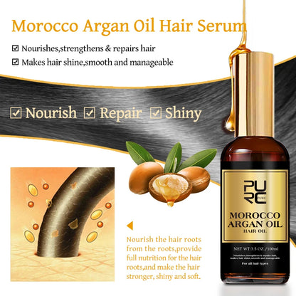 Argan Oil Morocco Hair Serum Natural Hair Oil Organic Nourish Repair Damagd Frizzy Treatment Strengthen Hair Oil Care Serum PURC