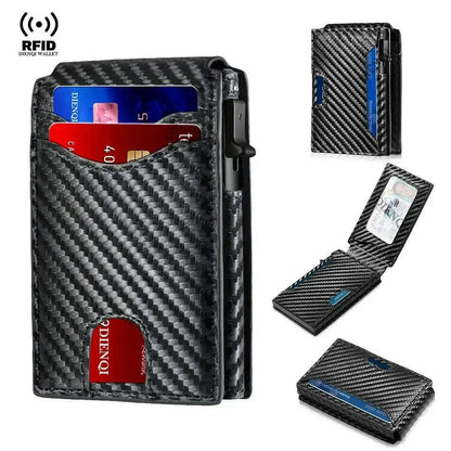 Rfid Credit Card Holder Carbon Fiber Wallets Men Anti Theft Slim Thin Luxury Bank Money Cardholder Case Minimalist Wallet Purse
