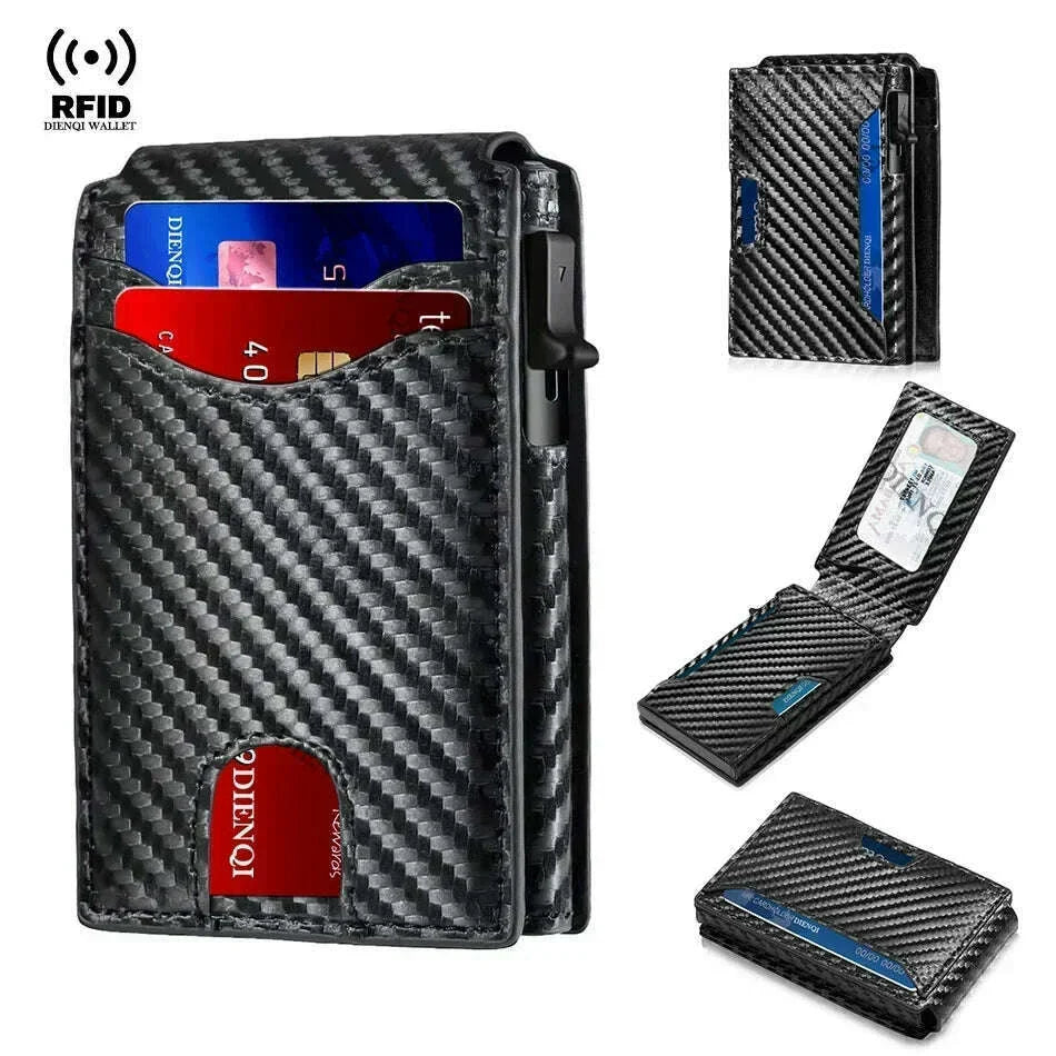 Rfid Credit Card Holder Carbon Fiber Wallets Men Anti Theft Slim Thin Luxury Bank Money Cardholder Case Minimalist Wallet Purse