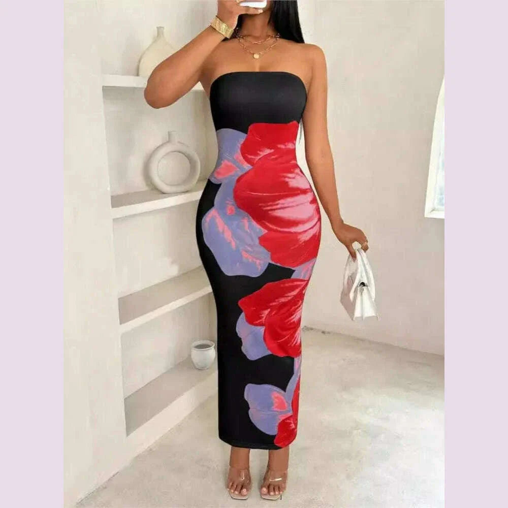 New Women's Dresses Summer Vintage Strap Casual Slim Elegant Evening Sleeveless Night Ruffles Sexy Maxi Long Dress Vestidos Sexy